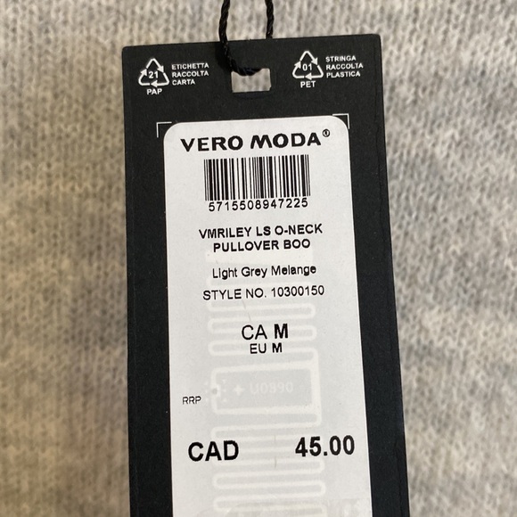 NWT Vero Moda Light Grey Riley Pullover - Picture 4 of 12